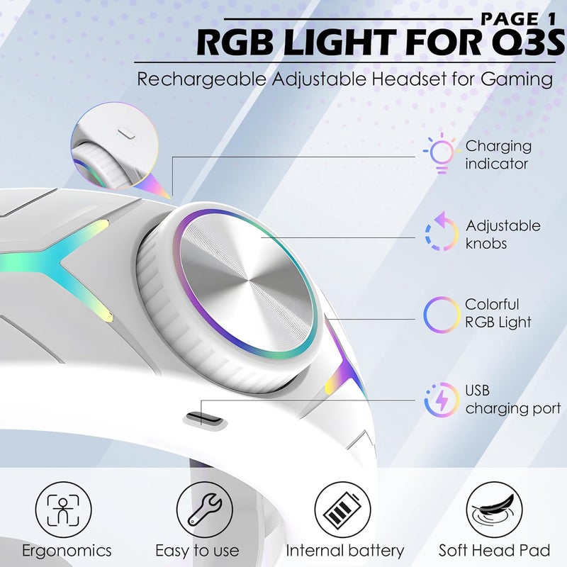 Orzero Upgraded 12000mah Battery Head Strap Compatible for Quest 3S, 9V 2A PD Fast Charging Extended Gaming Time with RGB Light Exclusively Designed Accessories for Quest 3s- White - Image 4